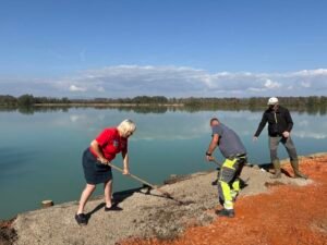 Wendy working on swims Lake Sumbar